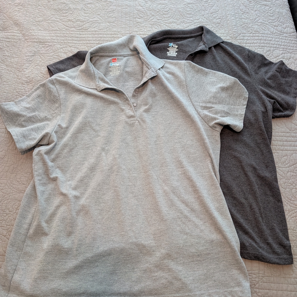 Fruit of the Loom Women's Gray and Black Polo Shirts